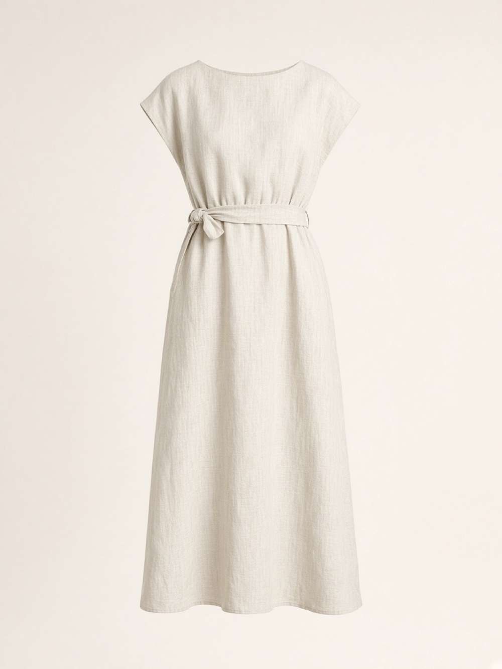 Ivory Linen Midi Dress